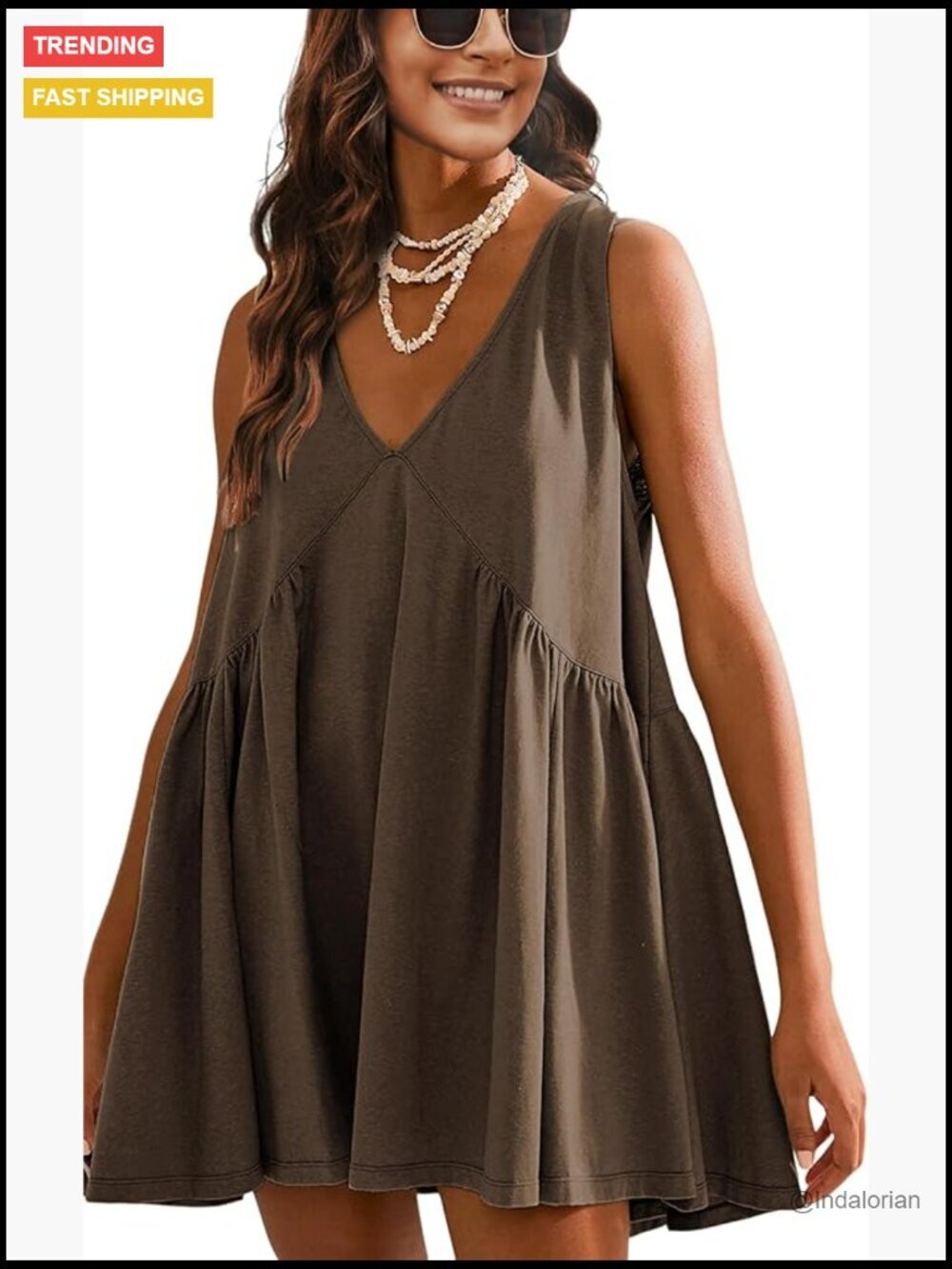 V-Neck Sleeveless Mini Sundress with Pockets